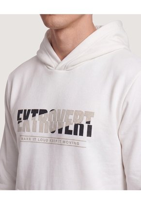 Hoodie Basico Estampado Para Hombre Crema Ostu