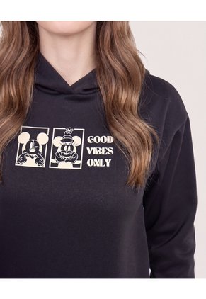 Hoodie Mickey Y Minnie Good Vibes Para Mujer Negro Ostu
