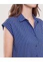 Camisa Manga Corta  Para Mujer Azul Ostu de Ostu