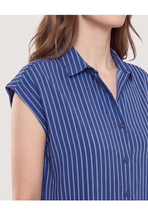 Camisa Manga Corta  Para Mujer Azul Ostu
