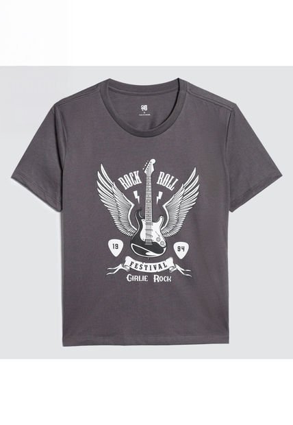 Camiseta Para Mujer Manga Corta Color Gris  Marca Ostu #40092043