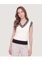 Chaleco Tejido Varsity  Para Mujer Crema Ostu de Ostu