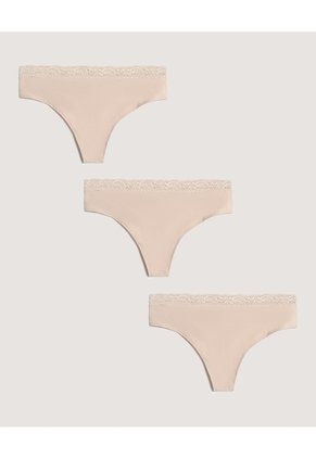 Panty Tanga Pack X3 Encaje X3 Para Mujer Surtido Ostu