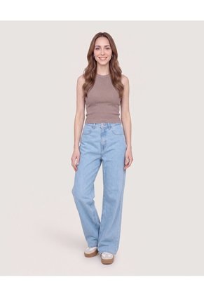 Camiseta Tejida Sin Mangas Para Mujer Café Ostu