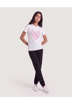 Dúo De Camisetas Básica Y Corazón  Infantil Niña Surtido Ostu