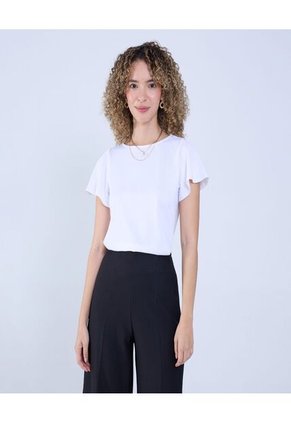 Camiseta Para Mujer Manga Corta Cuello Redondo Color Blanco Marca Ostu #40092222