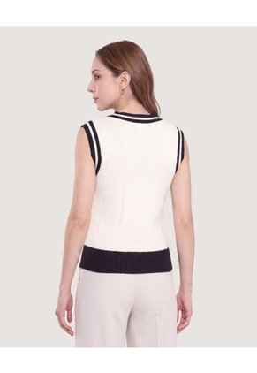 Chaleco Tejido Varsity  Para Mujer Crema Ostu