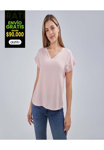 Blusa Para Mujer Manga Corta Color Naranja Marca Ostu #40121002 Ostu