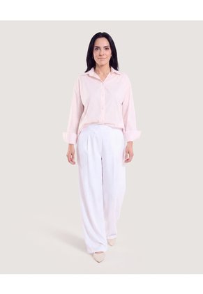 Camisa Rayas De Popelina  Para Mujer Rosa Ostu