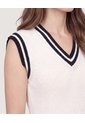Chaleco Tejido Varsity  Para Mujer Crema Ostu de Ostu