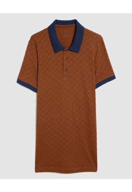 Polo Para Hombre Cuello Tejido Sin Bolsillo Color Café  Marca Ostu #60110659