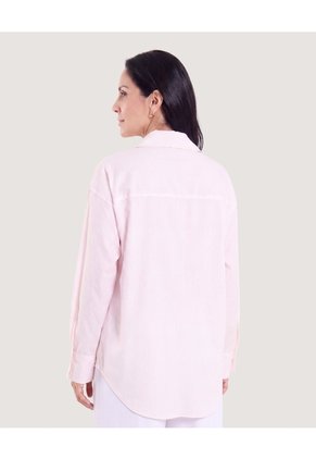 Camisa Rayas De Popelina  Para Mujer Rosa Ostu