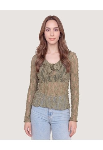 Camiseta Blonda Romantic  Para Mujer Verde Ostu Ostu