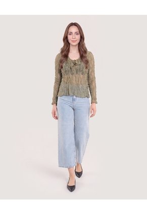 Camiseta Blonda Romantic  Para Mujer Verde Ostu