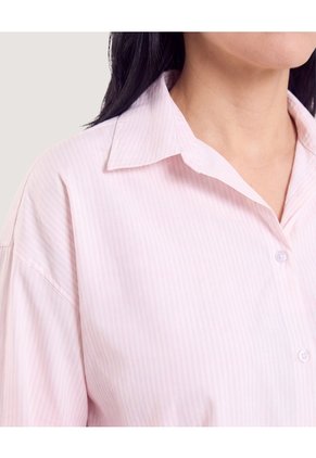 Camisa Rayas De Popelina  Para Mujer Rosa Ostu