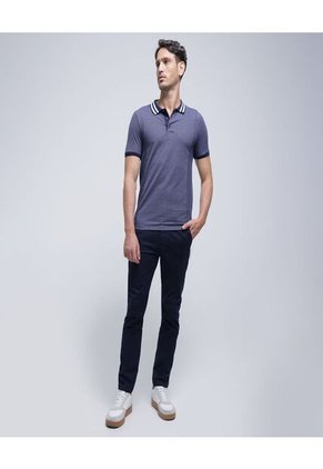 Polo Para Hombre Cuello Tejido Sin Bolsillo Color Azul  Marca Ostu #60110686