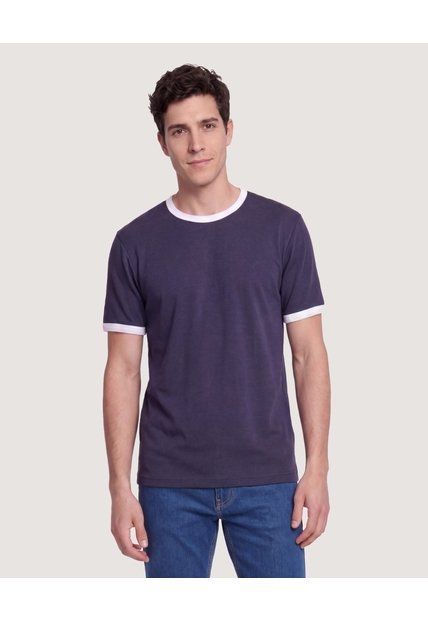 Camiseta Retro Contrast  Para Hombre Azul Ostu