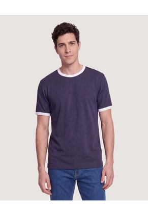 Camiseta Retro Contrast Para Hombre Azul Ostu