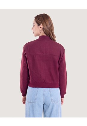 Chaqueta Bomber Cropped  Para Mujer Vino Ostu