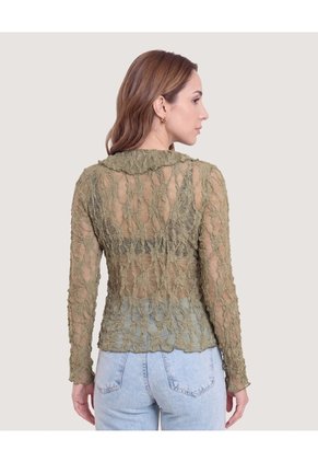 Camiseta Blonda Romantic  Para Mujer Verde Ostu