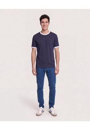 Camiseta Retro Contrast Para Hombre Azul Ostu