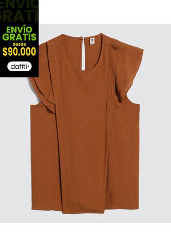 Blusa Para Mujer Manga Sisa Color Café  Marca Ostu #40121018 Ostu