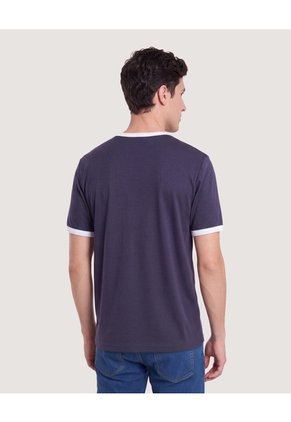 Camiseta Retro Contrast Para Hombre Azul Ostu