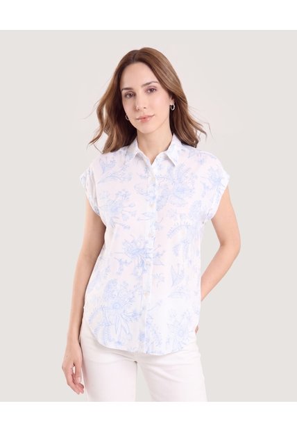 Camisa Manga Corta  Para Mujer Blanco Ostu