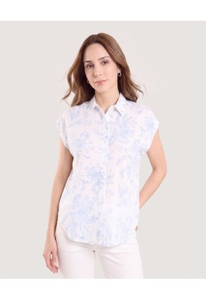 Camisa Manga Corta Para Mujer Blanco Ostu