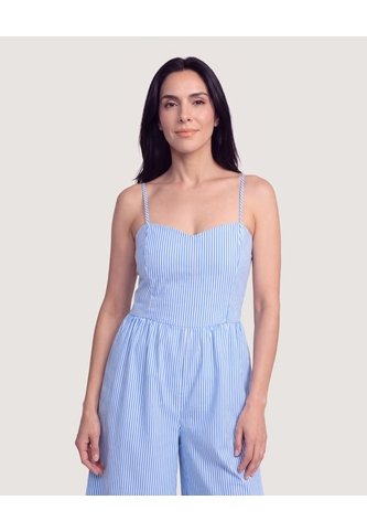 Enterizo A Rayas  Para Mujer Azul Ostu Ostu