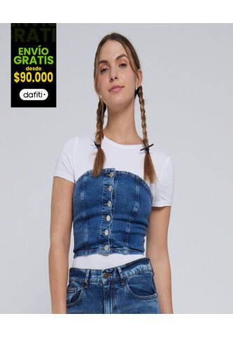 Blusa Para Mujer Manga Sisa Color Azul Medio Marca Ostu #40121029 Ostu