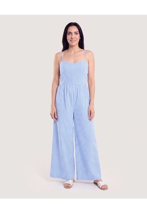 Enterizo A Rayas Para Mujer Azul Ostu
