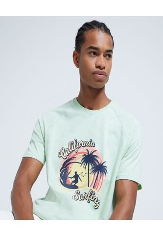 Camiseta Para Hombre Manga Corta Color Verde  Marca Ostu #60091247 Ostu