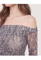 Camiseta Mesh Off Shoulder  Para Mujer Negro Ostu de Ostu