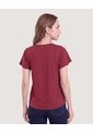 Camiseta Manga Corta Con Vuelos  Para Mujer Vino Ostu de Ostu