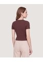 Camiseta Tejida Acanalada Básica  Para Mujer Café Ostu de Ostu