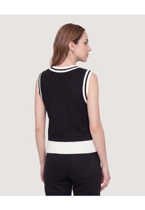 Chaleco Tejido Varsity  Para Mujer Negro Ostu