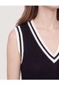 Chaleco Tejido Varsity  Para Mujer Negro Ostu de Ostu
