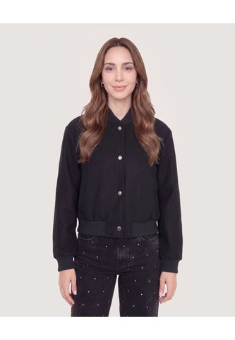 Chaqueta Bomber Cropped  Para Mujer Negro Ostu Ostu