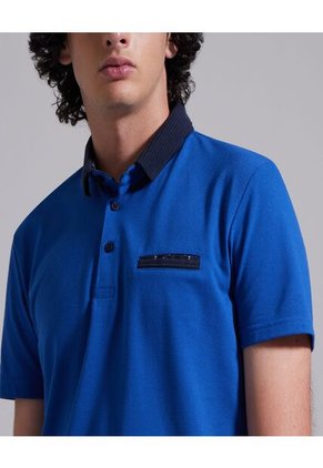 Polo Para Hombre Cuello Tejido Con Bolsillo Color Azul  Marca Ostu #60110514