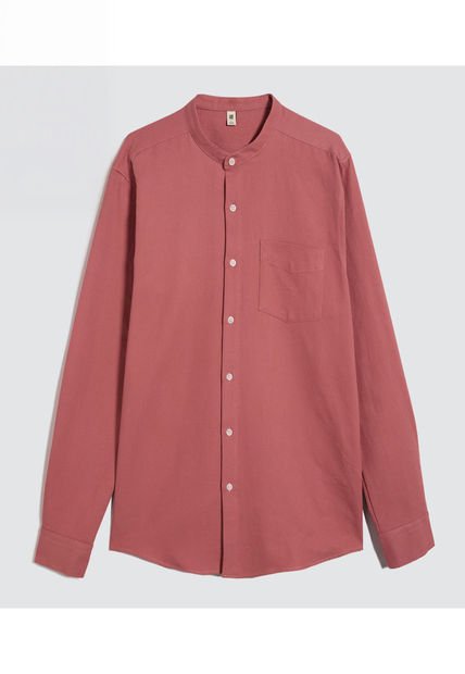 Camisa Para Hombre Manga Larga Con Bolsillo Color Terracota Marca Ostu #60010722