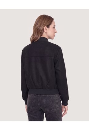 Chaqueta Bomber Cropped  Para Mujer Negro Ostu