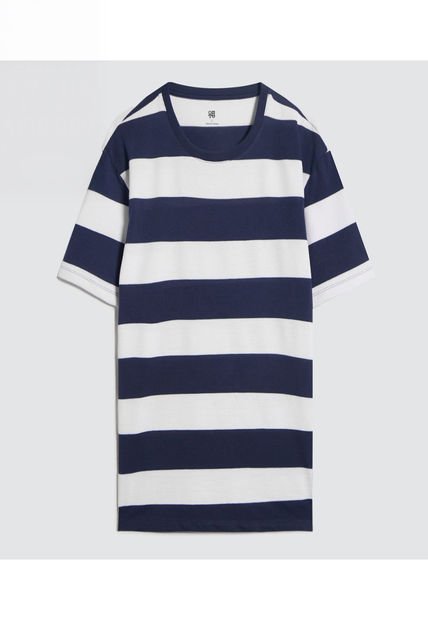 Camiseta Para Hombre Manga Corta Color Azul  Marca Ostu #60091421