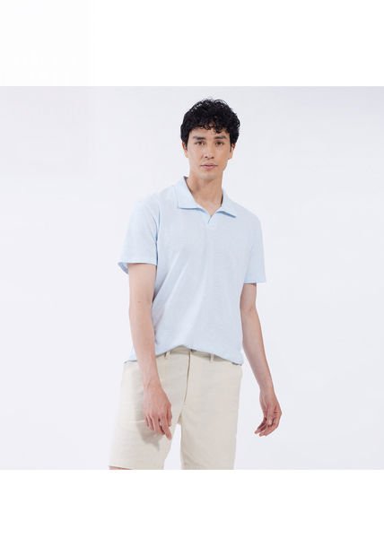 Polo Para Hombre Cuello Maquina Sin Bolsillo Color Azul  Marca Ostu #60110557