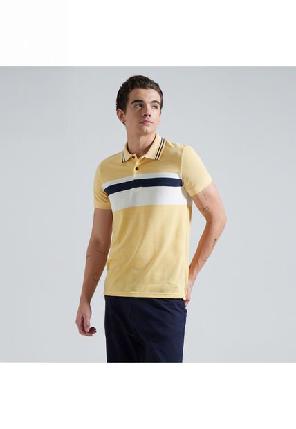 Polo Para Hombre Cuello Tejido Sin Bolsillo Color Amarillo  Marca Ostu #60110543