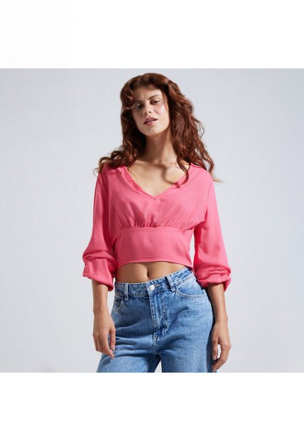 Blusa Para Mujer Manga Larga Color Rosado  Marca Ostu #40120814