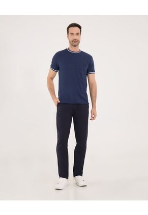 Camiseta Para Hombre Manga Corta Color Azul Marca Ostu #60090902