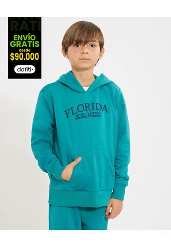 Buzo Para Niño Hoodie Color Verde  Marca Ostu #80060140 Ostu