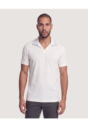 Polo Texturizado Cuello Contraste Para Hombre Crema Ostu