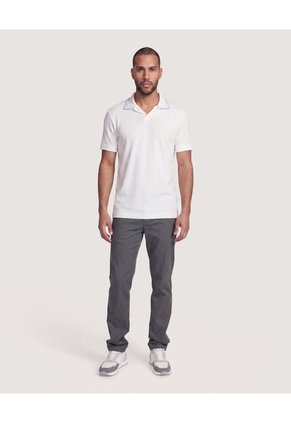 Polo Texturizado Cuello Contraste Para Hombre Crema Ostu
